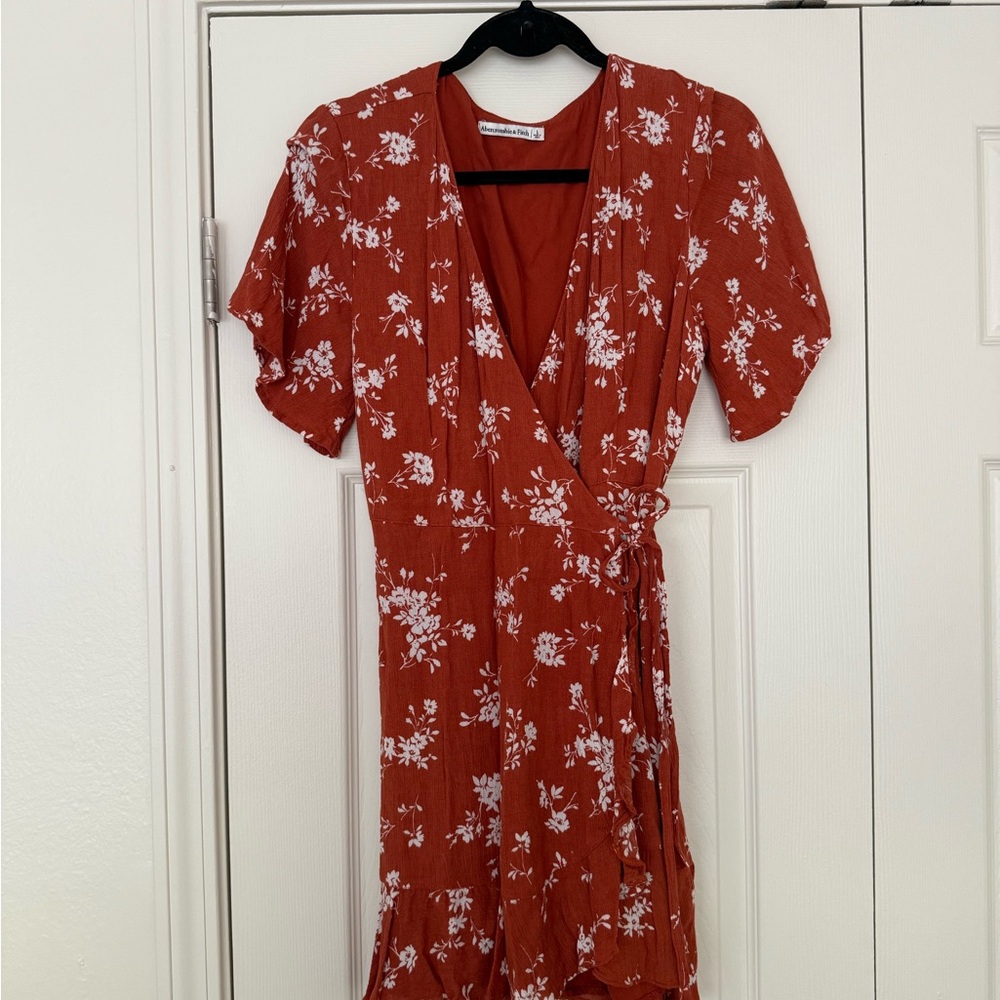 Abercrombie & Fitch Rust Orange Flutter Sleeve V-Neck Sundress